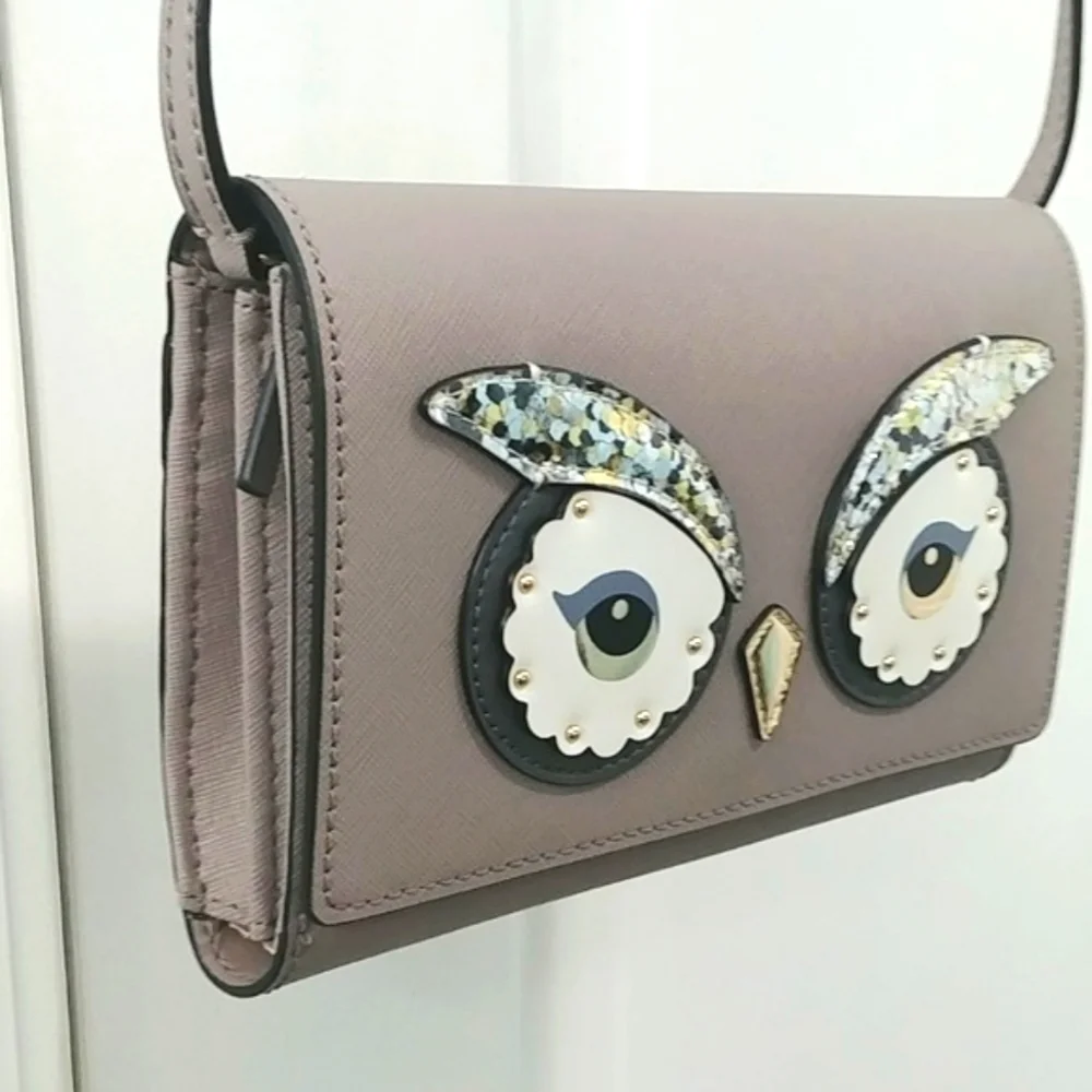 NWT! Kate Spade Owl Summer Dove Gray Crossbody